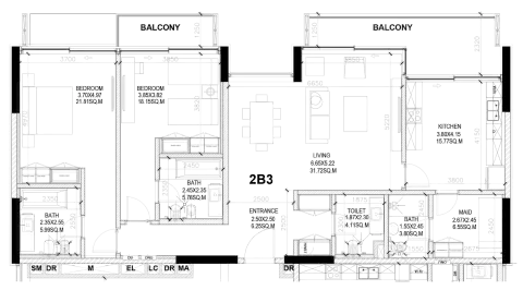 Floor plan, 2 Bed