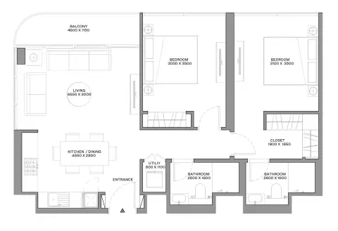 Floor plan, 2 Bed