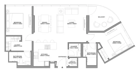 Floor plan, 2 Bed