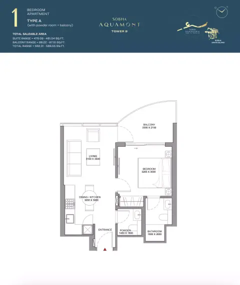 Floor plan, 1 Bed