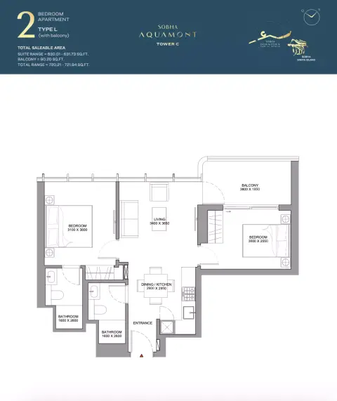 Floor plan, 2 Bed