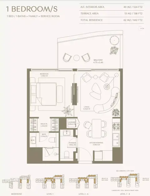 Floor plan, 1 Bed