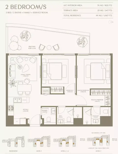 Floor plan, 2 Bed