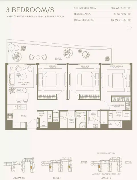 Floor plan, 3 Bed