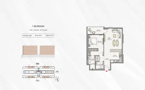 Floor plan, 1 Bed