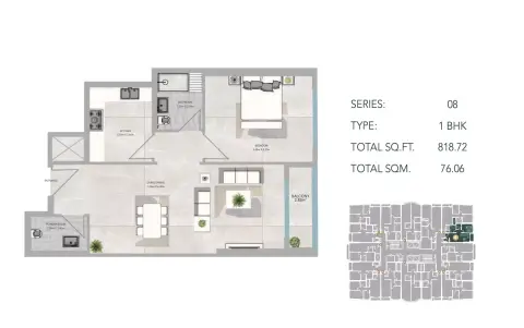 Floor plan, 1 Bed