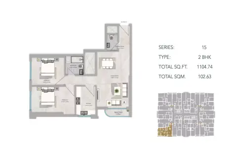 Floor plan, 2 Bed