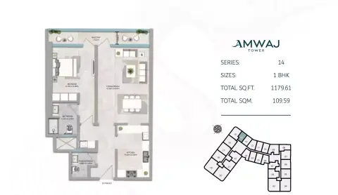 Floor plan, 1 Bed