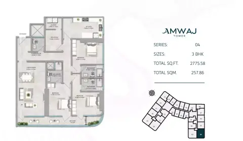 Floor plan, 3 Bed