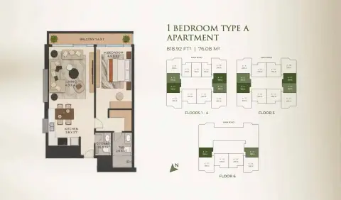 Cresswell Homes floor plan, 1 Bed, 818–887 sq ft