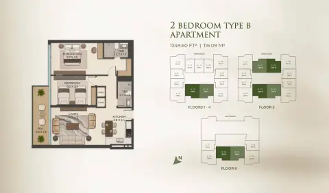 Cresswell Homes floor plan, 2 Bed, 1,249–1,314 sq ft