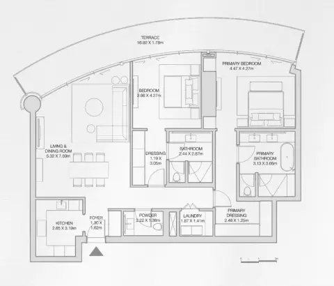 The Dubai Beach EDITION floor plan, 2 Bed, 1,995 sq ft