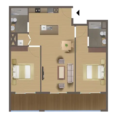 Grosvenor House floor plan, 2 Bed, 1,200 sq ft