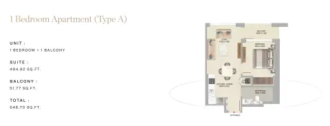 Floor plan, 1 Bed