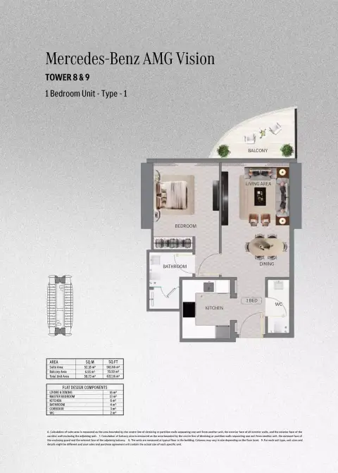 Floor plan, 1 Bed