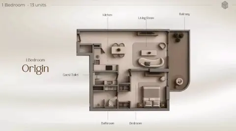 Floor plan, 1 Bed