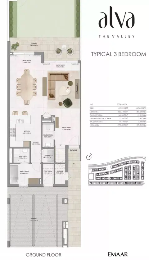 Floor plan, 3 Bed