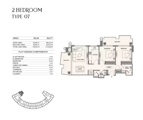 Floor plan, 2 Bed