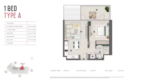 Floor plan, 1 Bed