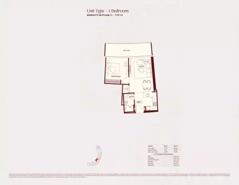 Floor plan, 1 Bed