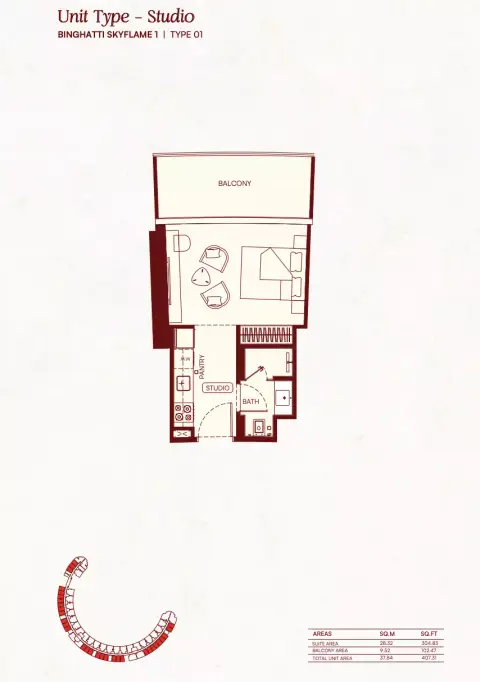 Floor plan, 1 Bed