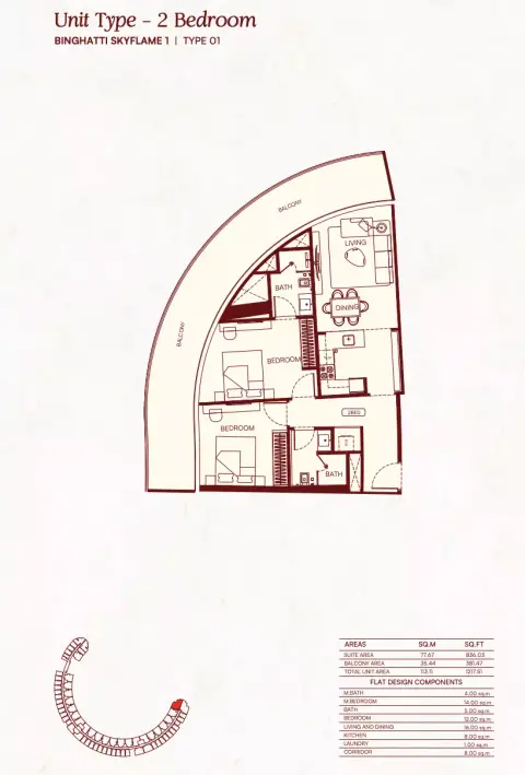 Floor plan, 2 Bed