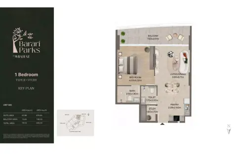 Floor plan, 1 Bed