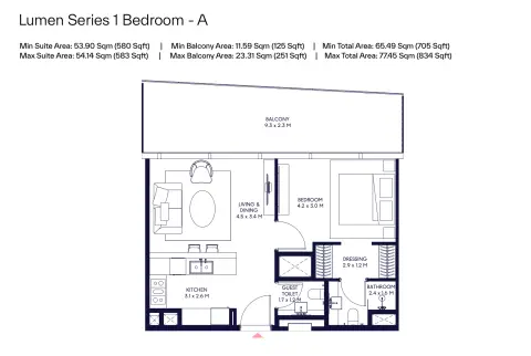 Floor plan, 1 Bed