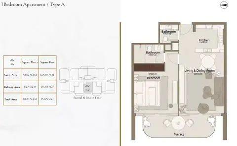 Floor plan, 1 Bed