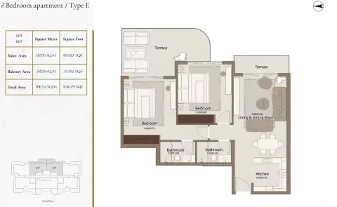 Floor plan, 2 Bed