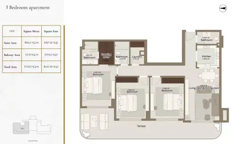 Floor plan, 3 Bed