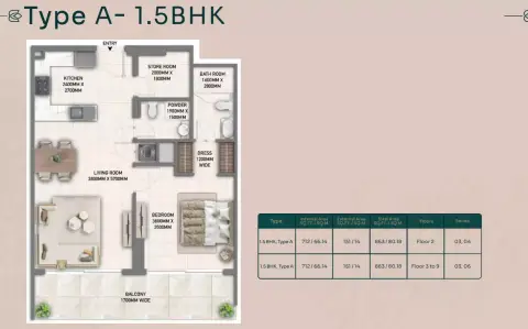 Floor plan, 1 Bed
