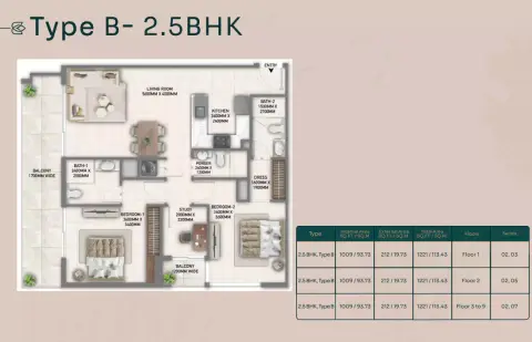 Floor plan, 2 Bed
