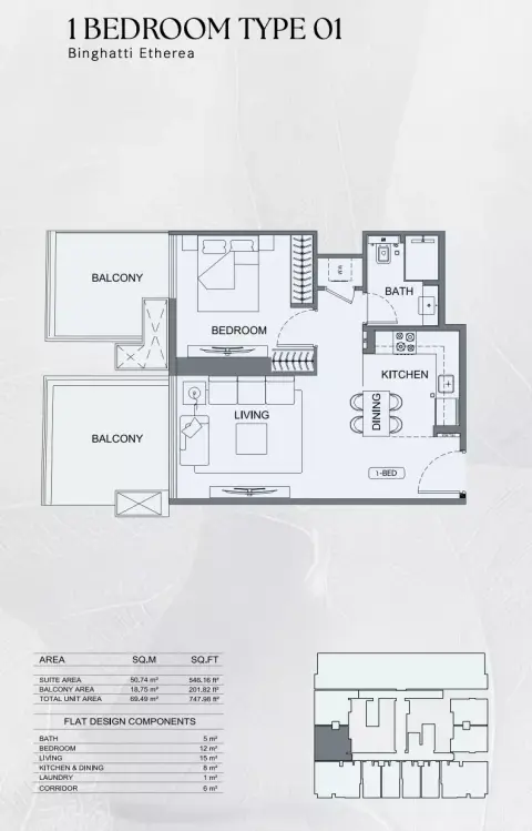 Floor plan, 1 Bed