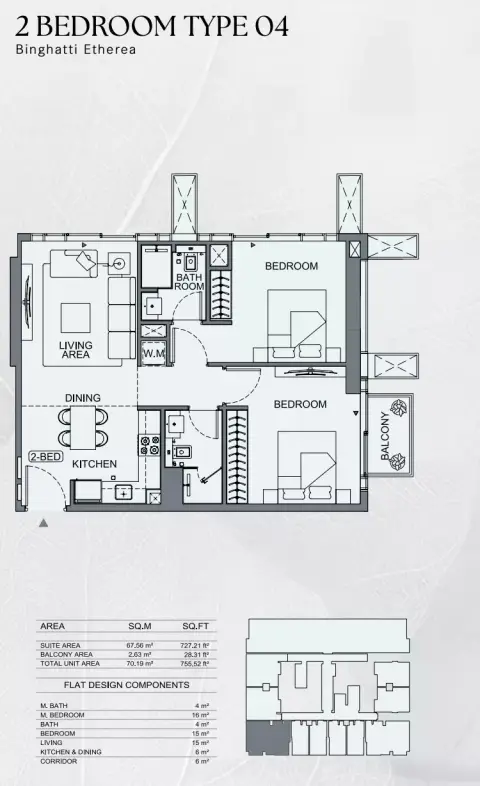 Floor plan, 2 Bed