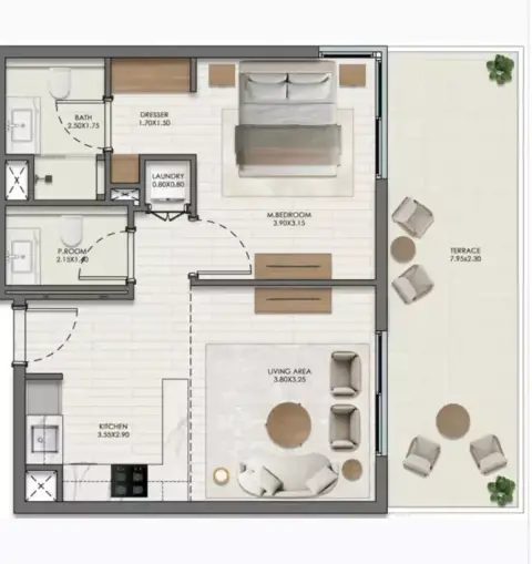 Evelyn on the Park floor plan, 1 Bed, 765 sq ft