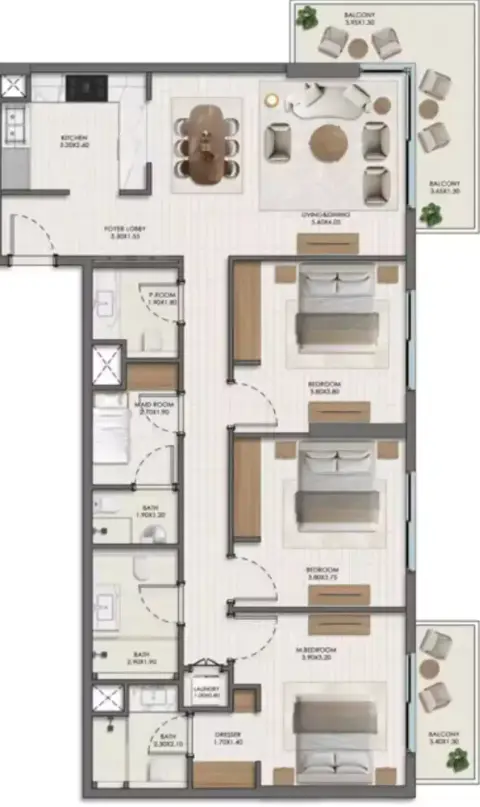 Evelyn on the Park floor plan, 3 Bed, 1,473–1,809 sq ft