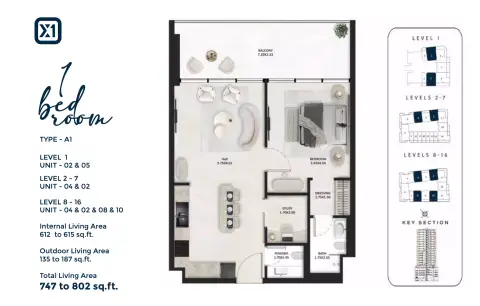 Floor plan, 1 Bed