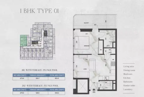 Floor plan, 1 Bed