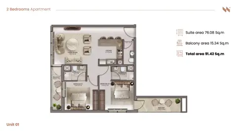 Floor plan, 2 Bed