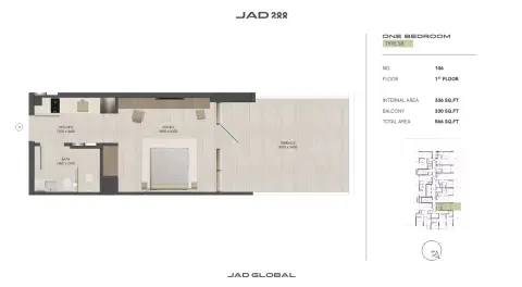 Floor plan, 1 Bed