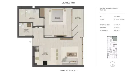 Floor plan, 1 Bed
