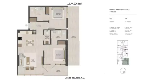 Floor plan, 2 Bed