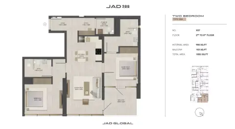 Floor plan, 2 Bed