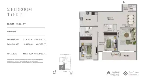 Floor plan, 2 Bed