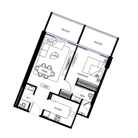 Floor plan, 1 Bed