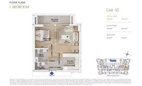 Floor plan, 1 Bed