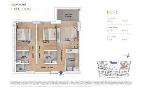 Floor plan, 2 Bed
