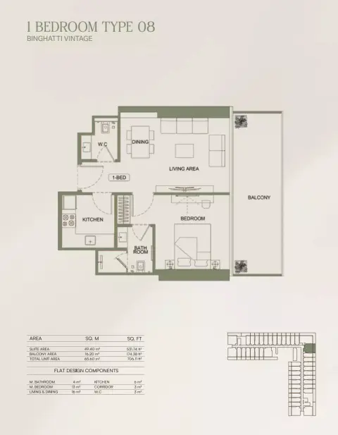 Floor plan, 1 Bed