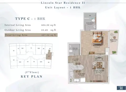 Floor plan, 1 Bed